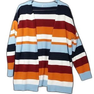 Women's Cardigan Light Blue, Blue, Orange, and White